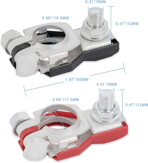 Premium Battery Terminal Connectors for Nissan, Positive and Negative 1 pair, Good Contact, Corrosion Resistance, Fits For 243407F000 243407F001...